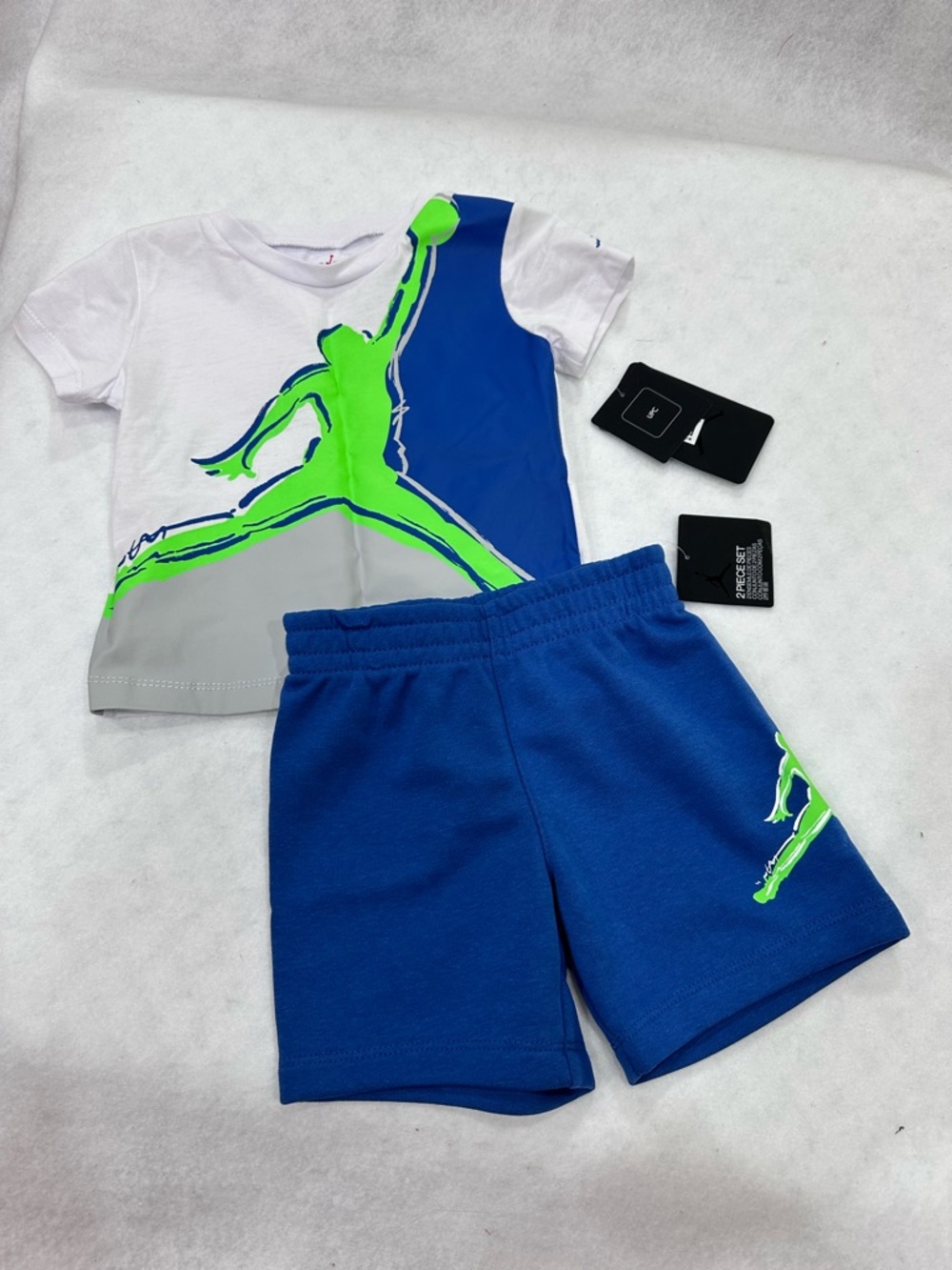 Kids' Nike Jordan White and Blue T-Shirt and Shorts Set